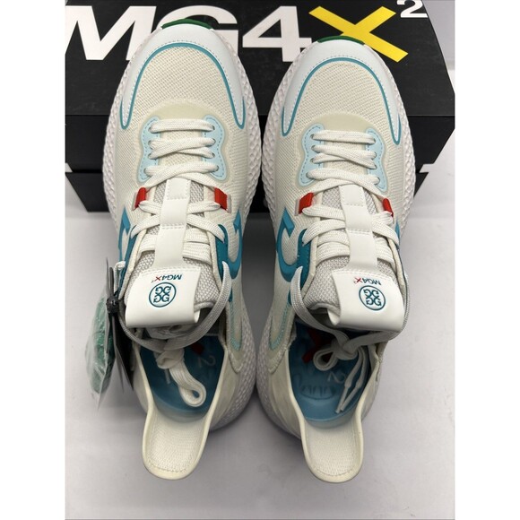 GFORE MG4x2 Knit Cross Trainer Golf Shoe White/Aqua/Green Women 9.5 NEW - Picture 2 of 9
